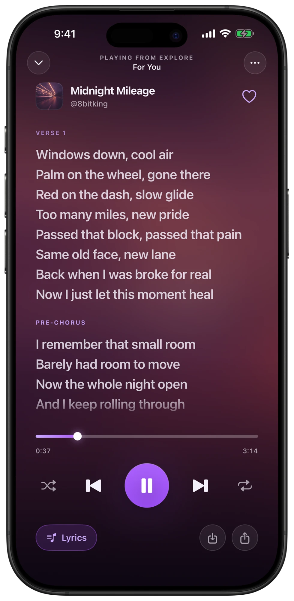 Written lyrics scrolling with a Riff song