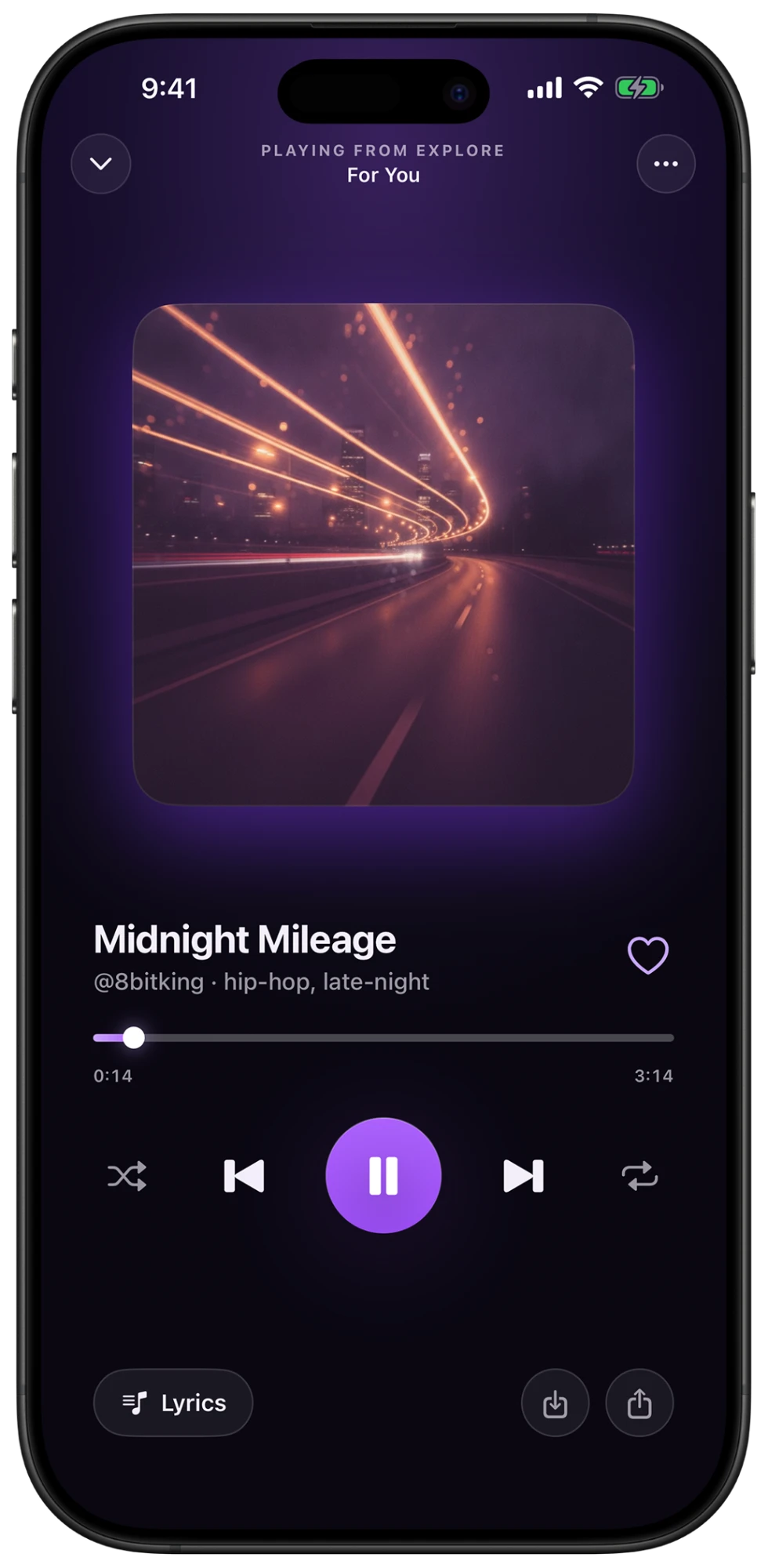 A song playing in Riff with its cover art